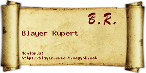 Blayer Rupert névjegykártya